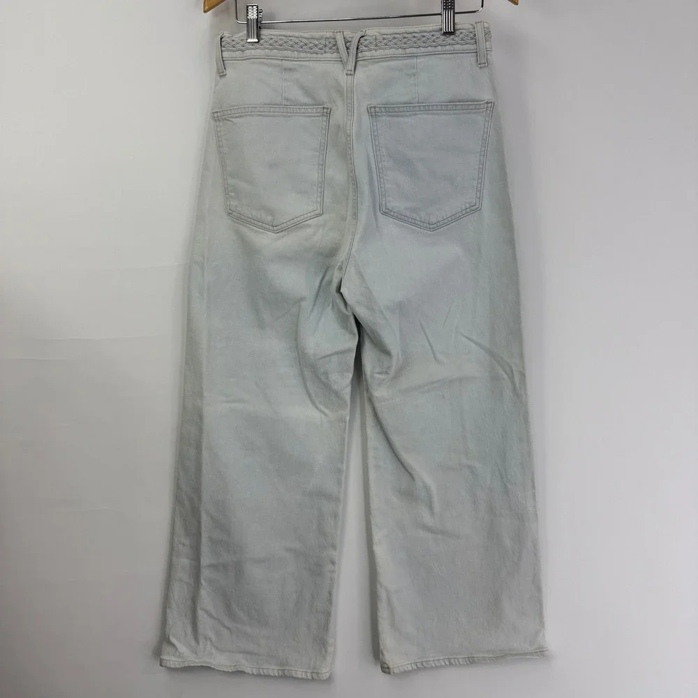 Veronica Beard Grant Wide Leg Jeans Women 30 Aspen Light Wash Braided High Rise